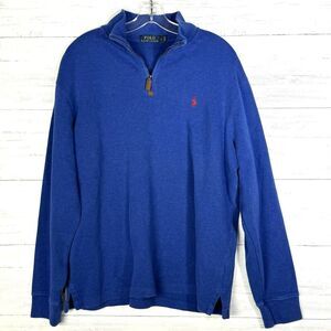 Polo Ralph Lauren Blue 1/4 Zip Mock Neck Sweater Cotton